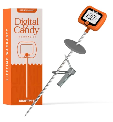Digital Candy Thermometer with Pot Clip, 10' Long Stainless Steel Probe, Instant Read Kitchen Thermometer for Cooking, Baking, and Candy Making