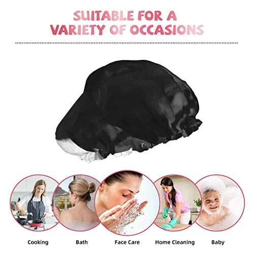 Duschhaube mit französischer Bulldogge-Aufdruck für Damen, wiederverwendbar, doppellagige Stoff-Duschhauben, Haarkappen für Mädchen