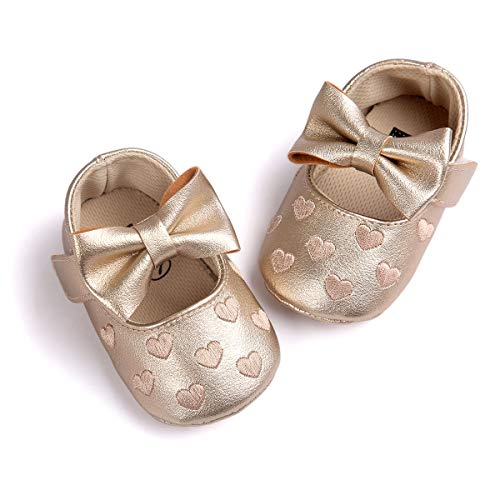 RVROVIC Baby Girls Shoes Soft Sole Mary Jane Flats Princess Dresses Shoes PU Cute Bow Prewalker