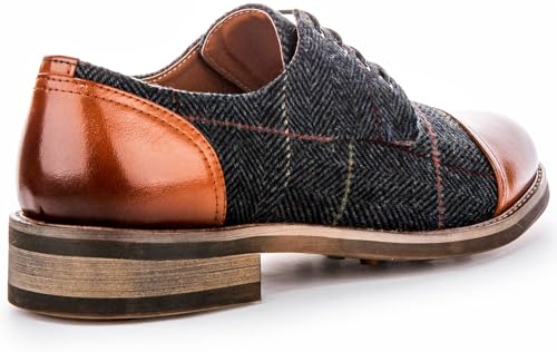 Theon Men's Oxford Toe Leather Felt Shoes Shoes (Navy, US 14)3