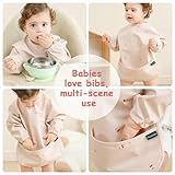 PewinGo Weaning Bib with Long Sleeves & BLW, Soft and Skin-Friendly Material, Coverall Bibs for Baby Feeding, Waterproof and Easy to Clean & Machine Washable, for Baby Infant Toddlers (Pink) - Image 7