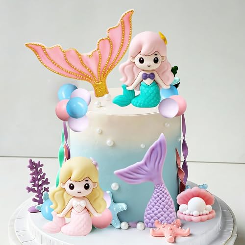 Mermaid Tail Cake Topper Under the Sea Cake Decoration Seashell Cake Topper Mermaid Tail Cake Topper Mermaid Party Supplies