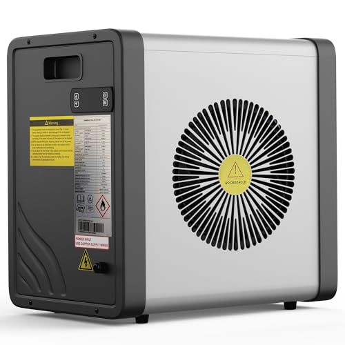 Slsy Swimming Pool Heat Pump, Electric Pool Heater for Above Ground Pool up to 5,000 Gallons, 17,060 BTU, 5.5 COP, Quiet 29-45dB Operation, Automatic Defrost, 115V/60Hz