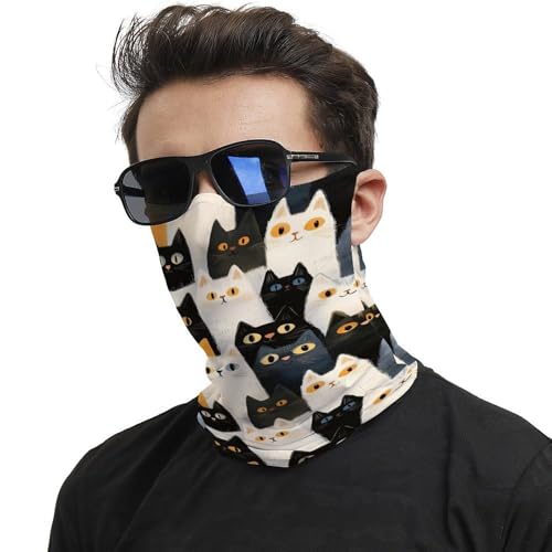 Polainas de cuello para hombres y mujeres, pasamontañas con estampado de cara de gato kawaii, bandanas, bufanda para el cuello, máscara de media cara