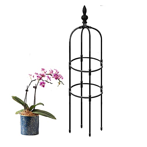 RADAAB Obélisque de Jardin, Colonne Rosier, Arche Plante grimpante, Grande Tour en Acier Noir pour extérieur H 90cm 120cm 150cm 180cm 210cm (Size : 12.6/32cm Dia. x 47.3/120cm H)
