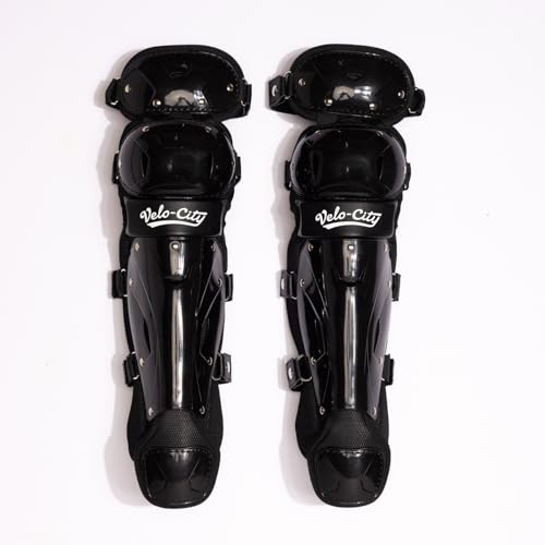 VELO-CITY Elastifast Catchers Leg Guards (12)- Youth Baseball 7-12