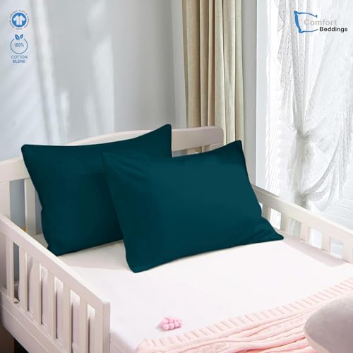 Image of Comfort Beddings Pack of 2 Travel Pillowcases 12x16 Premium 100% Cotton Blend Teal Travel Pillow Case Envelope Closure, Super Soft and Cozy Travel Pillow Covers (Size-12x16, Teal)