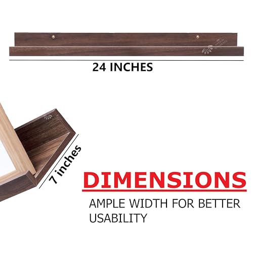 Image of Aries Wooden Floating Wall Shelf| Wall Rack Shelf | Wall Mount for Living Room, Bedroom, Kitchen (Ledge, Set of 2, Walnut, XX-Large (24inches))