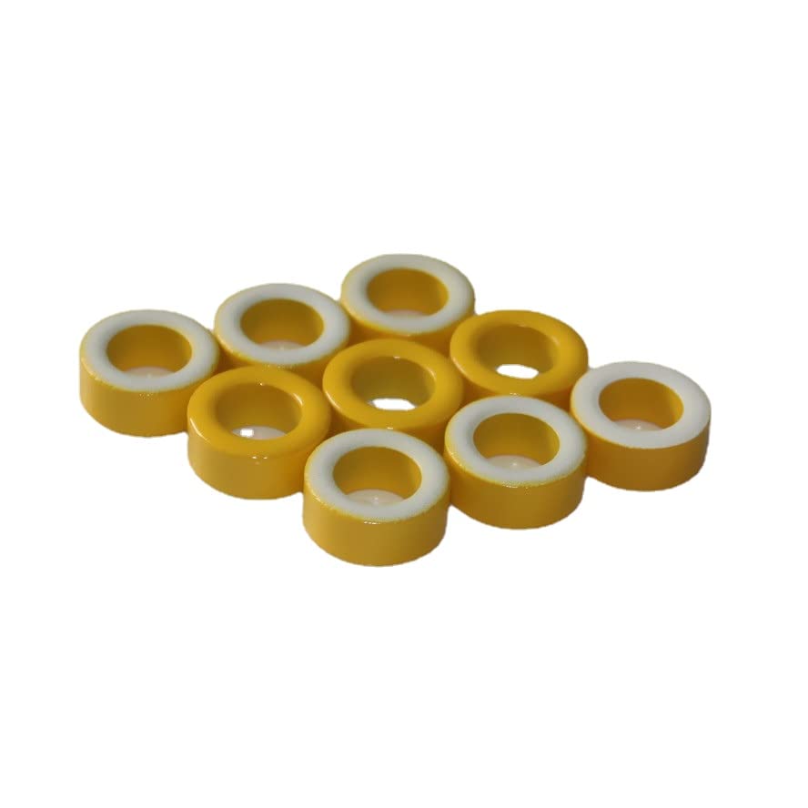 100PC Magnetic Ring Core - Iron Powder Core, Yellow & White, Perfect for Electronics Projects