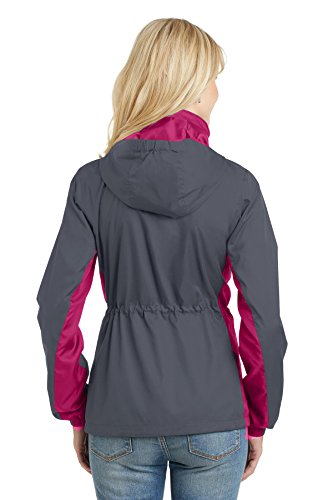 Port Authority Ladies Core Colorblock Wind Jacket 3Xl Battleship Grey/ Dark Rose #TOP1