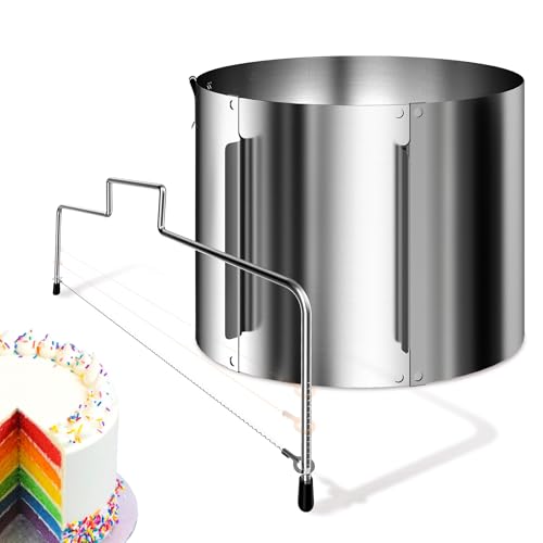4smile Tortenring verstellbar hoch 20 cm + Tortenschneider - 2-teiliges Torten-Zubehör-Set aus Edelstahl - Hochwertiges Backset, funktionales Backzubehör für die Torten-Zubereitung