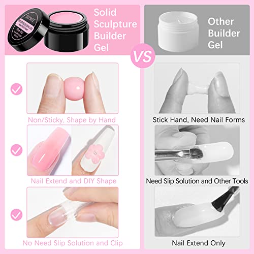 Supwee Feste Gel-Nagelverlängerung, multifunktionales rosa Antihaft-Handskulpturen-Aufbaugel zum Schnitzen von Mustern, Dekoration Nagelkunst, Prägung hartes Gel für Nägel Mniküre 14 g (0,49 fl oz) - Image 5