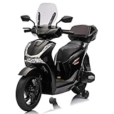 Moto Scooter Elettrico Elettrica per Bambini 12V H o n d a SH 125i SH125 Scooter con Luci LED, Suoni, Rotelle Stabilizzatrici, Sella Confortevole (NERO)