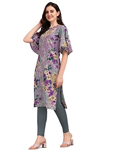 Image of EthnicJunction Women's Crepe Floral Printed Ready to Wear Straight Kurti
