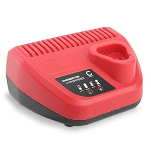 CELLONIC Cargador de Taladro para baterías 10.8V-12V con indicador LED – Cargador rápido 3A de baterías de Ion de Litio, Compatible con Milwaukee C12 C, 48-59-2401, 4932352000, 4932352069, 48-59-2401