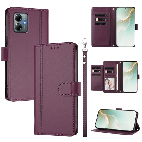 �X�}�z�P�[�X �Ή��@�� for Motorola Moto G Play 2025 / G Power 2025 �X�}�z�P�[�X�y�E�H���b�g�f�U�C�� �f���A���J�[�h�X���b�g �L���b�V�� �t���b�v���X�^���h �����h�~�zViolet
