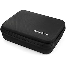 deleyCON Bolsa Funda Rígida para Cámara de Acción GoPro y Accesorios Robusta Resistente Protección contra el Polvo Impactos Salpicaduras para GoPro Hero 11 Hero 10 Hero 9 8 7 Tamaño L - Negro
