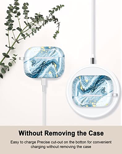 JIAXIUFEN for Airpods Pro 2nd Generation Case Cover Gold Glitter Marble Design Protective TPU Skin for Women Girl with Keychain Compatible with AirPods Pro 2019/Pro 2 Gen Case 2022 - Image 3
