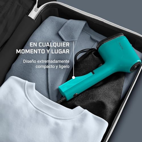 Rowenta Pure Pop - Cepillo de vapor de 1300 W con salida de vapor de hasta 20 gr/min que plancha y purifica, elimina pelusas y pelo, cabezales reversibles, diseño para viaje, color verde, DR2024 - imagen 6