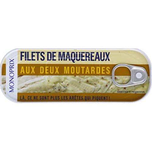 Monoprix Filets de maquereaux aux deux moutardes - La boîte de 85 g net égoutté