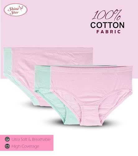 Image of SHINE STAR Women's Pack of 6 Full Coverage Hipster Panty 100% Super Combed Cotton Fabric with Inner Elastic Waistband Multicolour