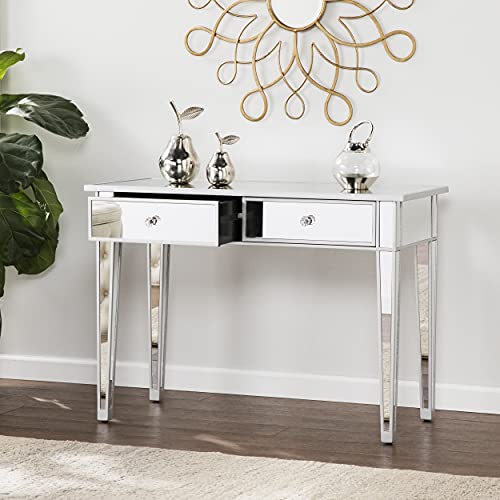 Sei Furniture Southern Enterprises Mirrored 2 Drawer Media Console Table, Finish W, Silver #TOP4