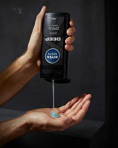 NIVEA MEN Deep Shower Gel Pack of 6 (6 x 250ml), Face, Hair & Body Wash Black Charcoal Shower Gel, 24H Deeply Cleansing and Invigorating Men's Shower Gel