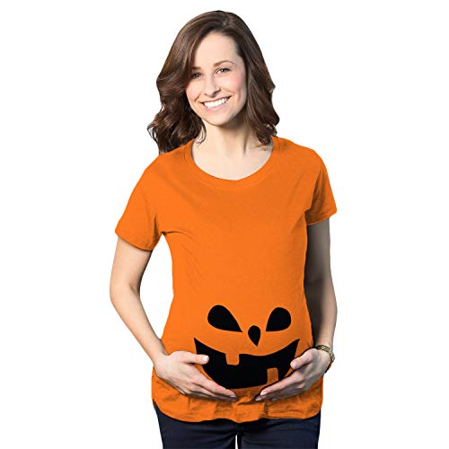 Maternity Teardrop Eyes Pumpkin Face Halloween Pregnancy Announcement T Shirt Funny Graphic...