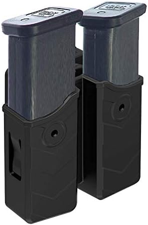 OWB Double Magazine Holster, Universal Magazine Holder for 9mm/40/45 Dual Stack Magazines fit Glock/S&W/Ruger/Sig Sauer/Taurus/Beretta/Springfield/CZ/Walther/H&K Mags, Adjustable Belt-Clip Mag Pouch