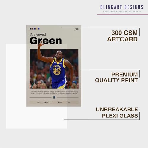 Image of BLINKART Draymond Green | Nba Basketball Player | Synthetic Wood Photo Framed Wall Hanging Poster Room & Office Bedroom Living Boys And Girl Room Home Wall Hanging | 13x10 Inches