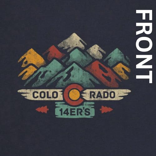 YoColorado Colorado Gifts Fourteener Mountain T-Shirts - for Men or Women, Vintage 14er T Shirt, Long Sleeve, Navy Blue2