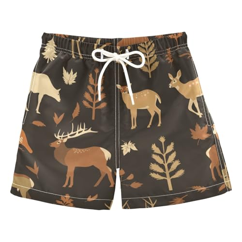Animals Brown Design Athletic Short Teens Stretch Swim Shorts Quick Dry Lined Beach Hawaii Vacation 2T