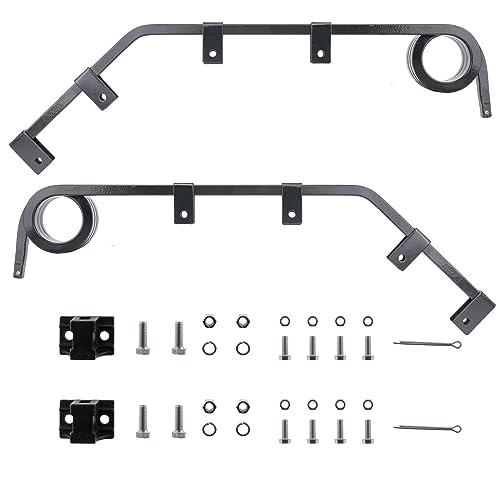 Image of CHDT66 Bar Type Truck Mud Flap Hangers Complete Kit, 3 Coiled, 0.640 inch Square Steel - Pack of 1 Pair Hanger w /All Mounting Brackets & Hardware (Mud Flap Hangers, 28 inch Angled Down)