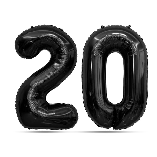 Image of Black Number Balloons 20 Balloon Numbers 20th Number Balloon Foil Mylar Party Balloon For Men Women 20th Birthday Balloons 20 Birthday Decorations For Her Him Anniversary Graduation Decorations