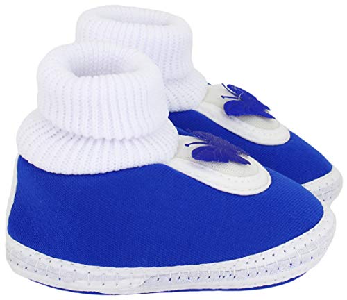 Image of Neska Moda 0 To 6 Months Baby Boys & Girls Cotton Butterfly Slip On Baby Booties