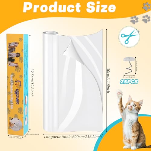 Kratzschutz Sofa Katze, 30cm x 6m Kratzfolie Katzen Selbstklebend, Anti Kratz Folie für Katzen und Hunde, Kratzschutzfolie Transparent für Möbel Couch Sofa Wand Tür Schutz