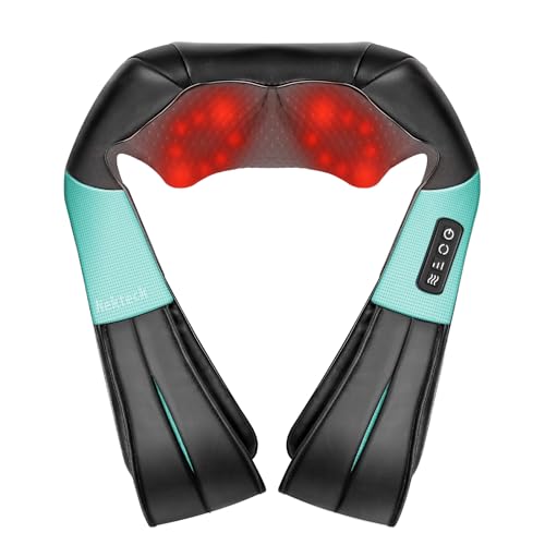 Nekteck Shiatsu Neck Massager with Heat for Pain Relief Deep Tissue, 2026 Upgraded 3D Back Shoulder Kneading Massage Pillow, Body Muscle Relaxation Tools Gifts for Him Her, Blue (NOT Cordless)