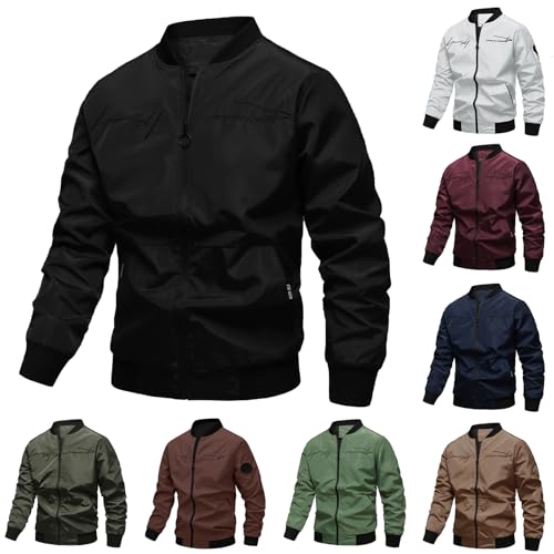 Men's Jacket for Spring & Autumn, Fall Casual Thin Cardigan, Zip-up Outerwear for Men, Large