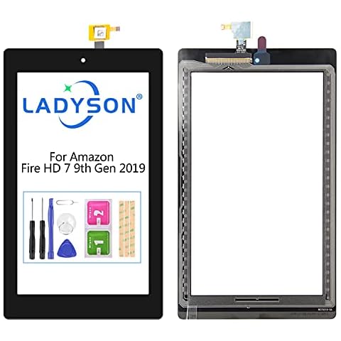 LADYSON New Screen for Amazon Fire Kindle HD7 HD 7" 9th Gen 2019 M8S26G Tablet PC Touch Screen Digitizer Sensor Glass Panel Lens Replacement Repair Parts (Comes with Free Tools) Cover