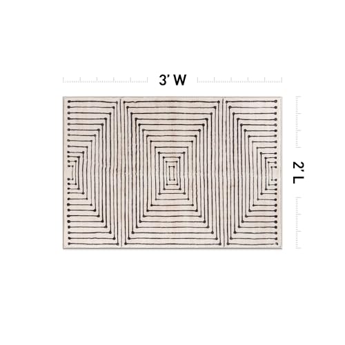 Rugshop Marbella Bohemian Stripes Washable Non Slip Area Rug 2' x 3' Beige