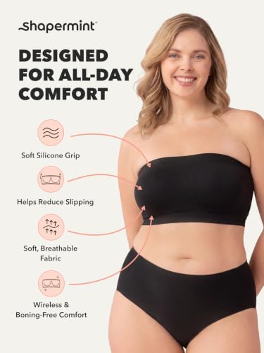 Image of SHAPERMINT Strapless Bra, No-Slip Wireless Bandeau with Sewn-in Cups