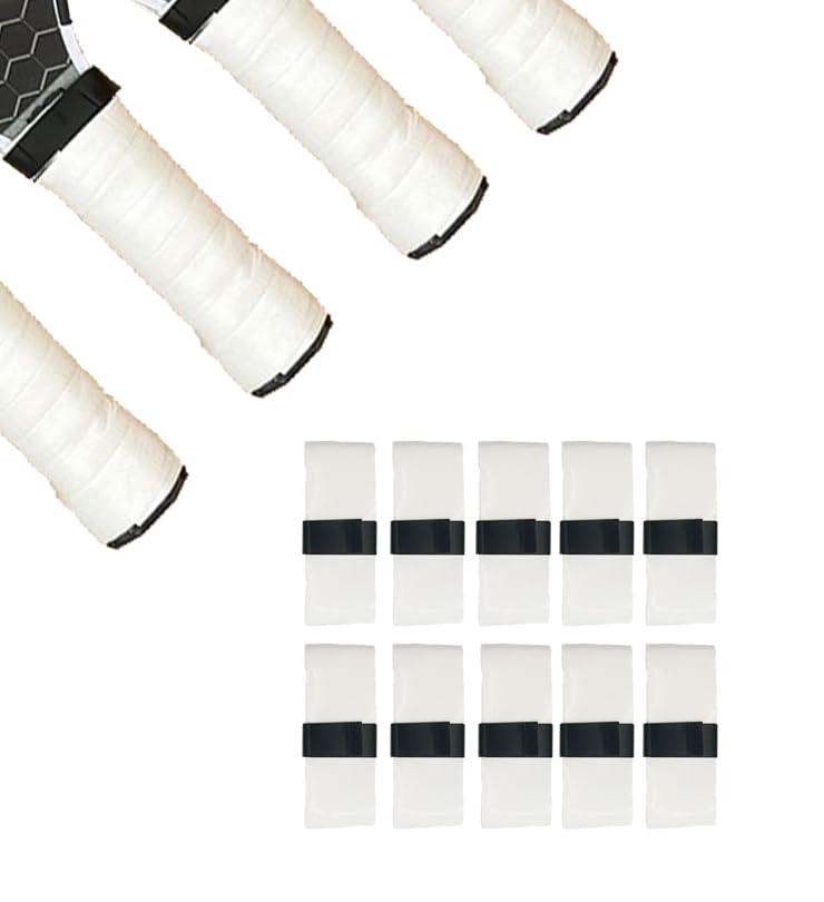 Pickle Gear Racket Handle Grip Anti Slip High Absorbent Extra Thin Tacky Overgrip for Pickleball Paddle Set of 10 (White)