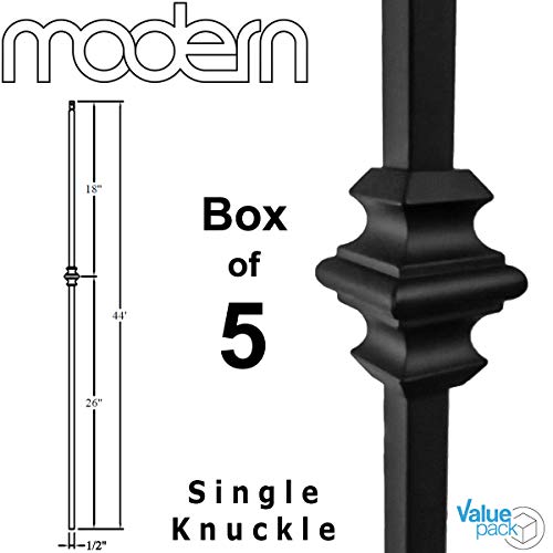 Railing Stair Spindles (5-Pack) Hollow Single Knuckle Stair Balusters - Real Satin Black