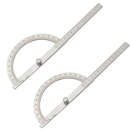 2PCS Stainless Steels 0-180 Degrees Protractor, Angle Finder Tool Protractor, 11-Inch Arm Woodworking Ruler, Durable Adjustable Measuring Tool
