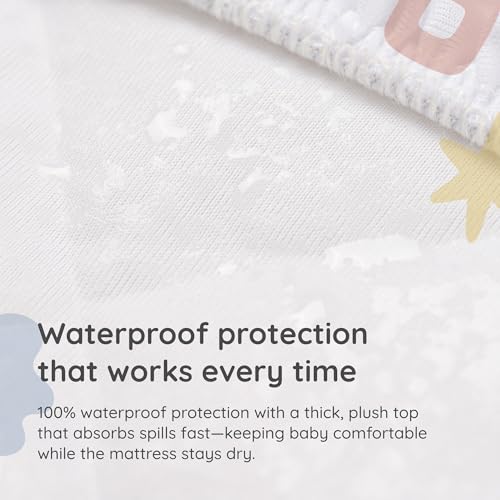 Image of Margaux & May Pack N Play Mattress Protector, 2-Pack, Oeko-TEX Certified | 100% Waterproof, Fitted, 39 inch x 27 inch, Playard Mattress Cover, Mini Crib Mattress Protector, Soft Noiseless Protection