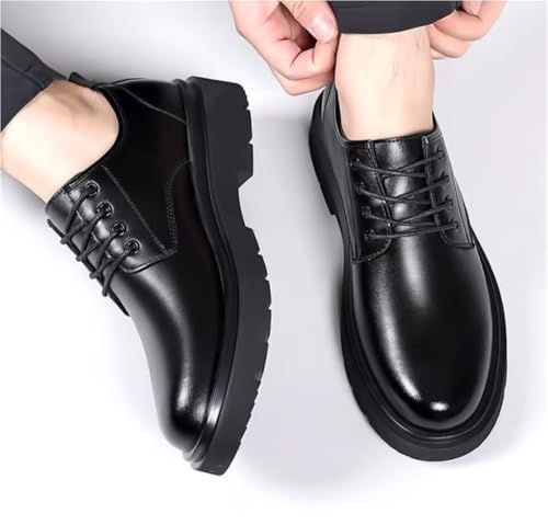 Casual Round Toe Non Slip Shoes Comfortable Business Formal Modern Classic Lace up Oxford Block Heel Heightening for Formal and Everyday Wear4