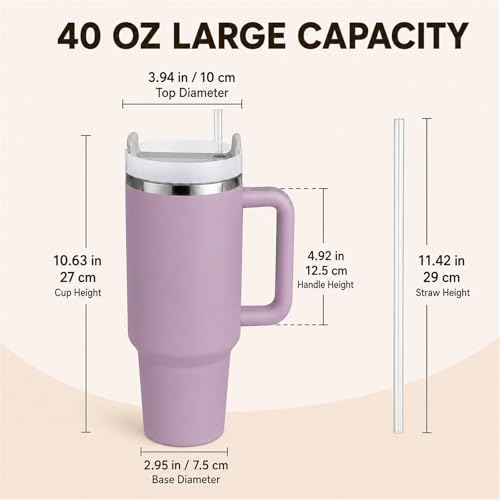 Image of Pandance 4 Pack 40 oz Tumbler with Handle and Straw Bulk, Purple