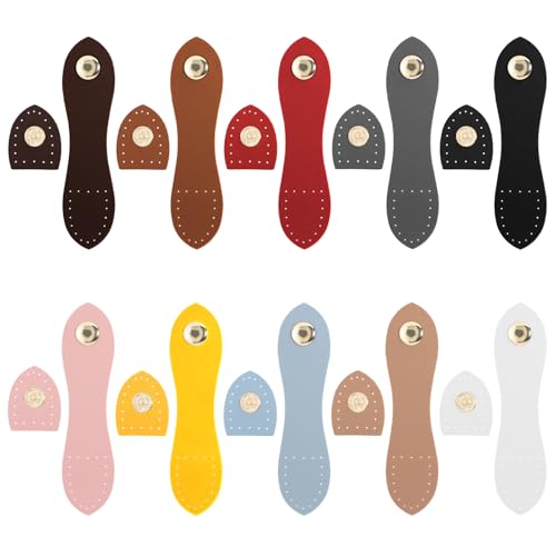 FdcLixuvol 10 Stück Lederriemen Mit Verschluss, Leder Taschenverschluss für Häkeltaschen Sew On Taschenverschlüsse Leather Buckles Lederriemen mit Druckknöpfen für DIY Taschenzubehör, 10 Farben FdcLixuvol 10 Stück Lederriemen Mit Verschluss, Leder Taschenverschluss für Häkeltaschen Sew On Taschenverschlüsse Leather Buckles Lederriemen mit Druckknöpfen für DIY Taschenzubehör, 10 Farben