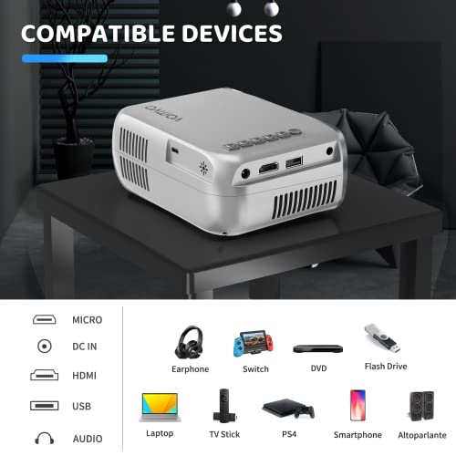 Vamvo Mini Projector For Iphone, Video Projector Full Hd 1080P Supported, Portable Movie Projector Compatible With Tv Stick/Ps4/Hdmi/Usb, Ios & Android #TOP3