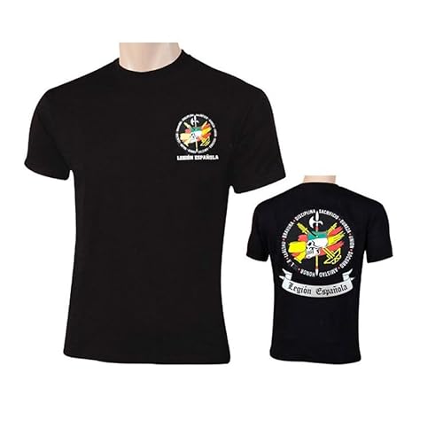 Camiseta legión Calavera chapiri | Ropa Urbana para Hombre historiador opositor Color Negra Manga Corta para Actividades al Aire Libre (L)